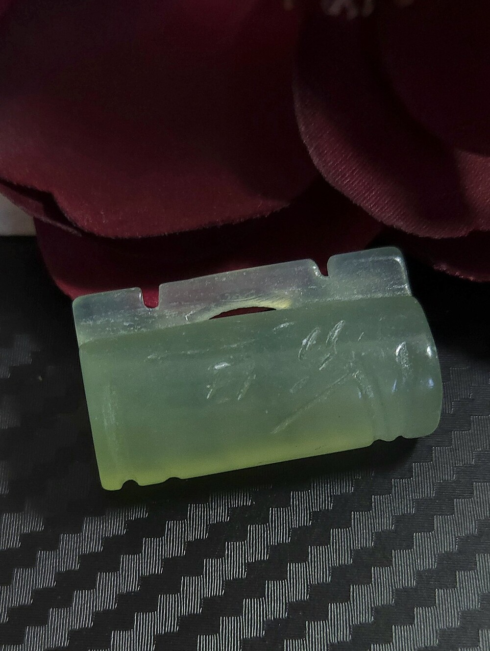 Vintage Genuine Green Jade Chinese Longevity Lock Pendant Chang Ming Suo Amulet